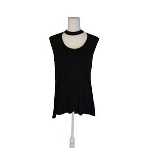 Vince Camuto Choker Sleeveless Top Women Size Medium Black Casual